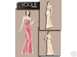 7851 VOGUE HALTER OVERLAY FLOOR DRESS PATTERN 8-12,14-18