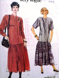7852 VOGUE LONG BOXY DROP WAIST SS-LS DIRNDL DRESS PATTERN 8-10