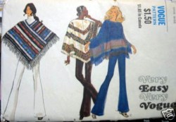 7864 VOGUE 60s 1 SIZE 3 PONCHOS,  FRINGE, BRAID 3 PC PATTERN