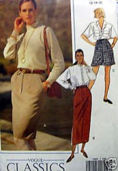 7865 EZ VOGUE STRAIGHT FIT SKIRT LENGTHS, SHORTS PATTERN 12-16 UNCUT