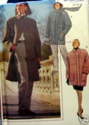 7872 VOGUE STRAIGHT LINED COAT LENGTHS, SCARF EZ PATTERN 12-16 OR 18-22 CHOICE UNCUT