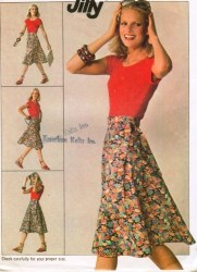 7876 9749  Simplicity JIFFY FRONT WRAP TIE FLARE SKIRT PATTERN PTE,MD,L,SM