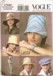 7888 VOGUE 5 SUMMER BRIM, BUCKET, CAP HATS, SARONG PATTERN S-L uncut