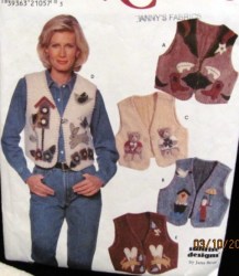 7917 2 PC VEST, APPLQ  NOAH, BEAR, CAT, WESTERN PATTERN 10-20