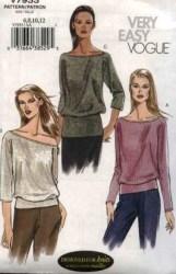 7933 VOGUE STRETCH KNIT PULLOVER TOPS EZ PATTERN 6-12,14-20