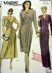 7939 VOGUE TUCK DRAPE OVERLAY TAPER-FLARE DRESS EZ PATTERN 6-22 3 SIZES CHOICE