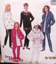 7942 MCCALLS  HOODIE JACKET, TUNIC TOP, PANTS PATTERN LG, MEDIUM,  XL, XXL