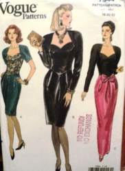 7944 VOGUE SS-LS FAUXLERO TAPER DRESS LENGTHS, BOW PATTERN 18-22