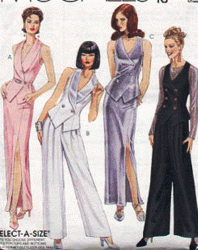 7952 TUXEDO VEST, PANTS, SLIT SKIRT PATTERN 6-22 3 SIZES
