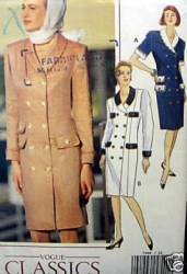 7968 VOGUE 2 BREASTED COLLAR DRESS 91 EZ PATTERN 12-16 UNCUT
