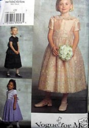 7989 VOGUE LONG GIRLS DIRNDL DRESS, CUMMERBUND PATTERN 2-4, 4-6