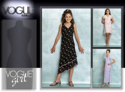 7990 GIRLS VOGUE HANKIE HEM / FLOUNCE DRESS LENGTHS PATTERN 7-16
