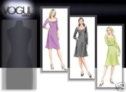7996 VOGUE CLOSE-FIT DRAPE INSET EMPIRE DRESS EZ PATTERN 6-10, 12-16 Uncut Choice