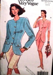 7998 VOGUE SHAPED BUTTON SS-LS TOP, SKIRT PATTERN 6-10; 18-22 choice