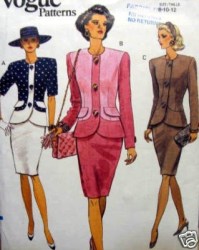 8000 EZ 1991 VOGUE BUTTON TOP,  SKIRT PATTERN 8-12, 14;  or 20-24 choice UNCUT