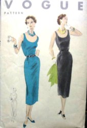 8016 1953 VOGUE CLASSIC LONG EZ SHEATH DRESS PATTERN 20 38''B