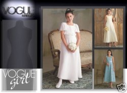 8017 VOGUE FANCY LONG EMPIRE FLARE DRESS GIRL PATTERN 7-10,12-16