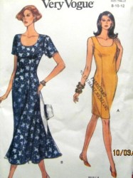 8019 VOGUE BASIC STRAIGHT- FLARE DRESS LENGTHS SLEEVES OR NOT PATTERN 8-12