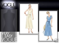 8023 EZ VOGUE LONG FLARE V-DRESS, SASH PATTERN 8-14,16-22