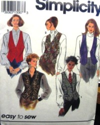 8029 Simplicity  LINED BUTTON PRINCESS SHAPED VESTS PATTERN 12-16,18-22 choice Uncut