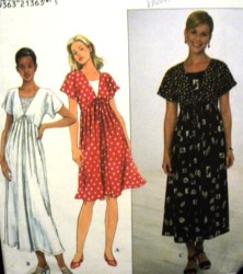 8032  Simplicity EMPIRE SHORT KIMONO SLEEVE INSET DRESS LENGTHS PATTERN 6-16 2  sizes choice uncut