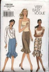 8036 VOGUE VERY EASY FIT STRAIGHT CONTOUR FLOUNCE SKIRT PATTERN 8-14 UNCUT