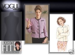 8043 VOGUE BETZINA SMART JACKET COLLAR OR NOT PATTERN DEF uncut