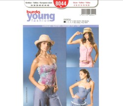 8044 BURDA STRAPLESS SAUCY BUSTIER BUTTON/ ZIP TOP EZ PATTERN 8-20