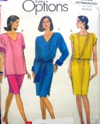 8056 VOGUE STRT SS-LS DRESS, TOP, SKIRT,SASH EZ PATTERN 18-22
