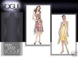 8066 VOGUE SLIT HANKIE HEM STRAPPY TIED DRESS EASY PATTERN 6-20 2 SZS