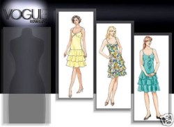 8072 VOGUE STRAPPY RETRO FLOUNCY, DRAPE DRESS  PATTERN 6-22 3 SZ