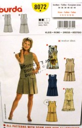 8072 SLEEVELESS SHORT DRESS LOWER PLEAT OR NOT PATTERN 8-18