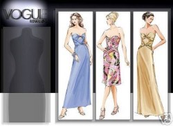 8074 VOGUE A-LINE STRAPLESS BRA DRESS LENGTHS EVENING PATTERN 12-16 UNCUT