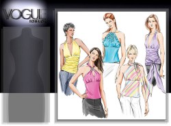 8081 EZ VOGUE FIT HALTER TIED DRAPE TOPS PATTERN 6-10,18-22