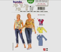 8082 STRETCH JERSEY V-TOP, TRUMPET SLV DRESS PATTERN 10-24