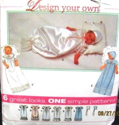 8100 DESIGN YR BABY CHRISTENING GOWN,SLIP, BONNET PATTERN NB-L
