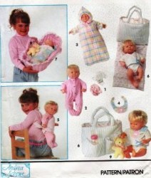 8105 BABY DOLL SM-LG BUNTING,CARRIER,BASSINET,LINENS PATTERN