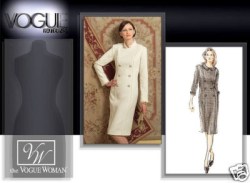 8112 VOGUE LINED COLLAR BUTTON TRIM DRESS PATTERN 12-16,18-22