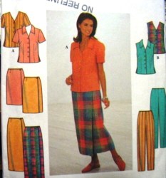 8124 BUTTON BLOUSE,SKIRT LENGTHS, PANTS PATTERN 8-12,14-18