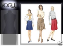 8128 VOGUE SHORTER A-LINE PLEAT SKIRT PATTERN 12-16