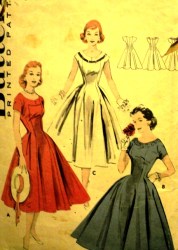 8131 1950s PLEAT PANEL PRINCESS SS SWING DRESS PATTERN 14 34