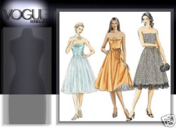 8149 VOGUE STRAPLESS RETRO DRESS,OVERSKIRT PATTERN 12-16,18-22