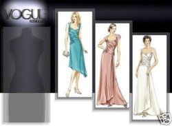 8150 VOGUE X-DRAPE SHAPED SILKY FLARE DRESS LENGTHS PATTERN 6-22 3 SZS UNCUT
