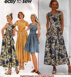 8165 EZ TIE BACK FLARE DRESS SLEEVES OR NOT PATTERN 10-14,16-20