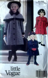 8182 VOGUE GIRLS EZ LINED COLLAR COAT, CAPELET PATTERN 1-3