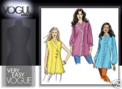 8192 VOGUE COLLAR TUNIC TOP SLEEVES OR NOT EZ PATTERN 16-22 uncut