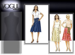8198 SLIGHTLY FLARE BUTTON YOKE SKIRTS VOGUE PATTERN 12-16