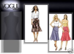 8200 Vogue  LONG FLARE DRAPED WAIST SKIRT  Easy PATTERN 12-16 or 6-10 choice uncut