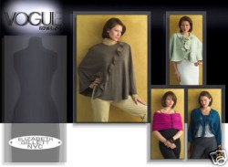 8212 VOGUE BUTTON WRAP, CAPES, SHRUG PATTERN XS-MED, L-XL