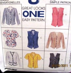 8222 McCalls 8 BACK TIE BUTTON TOP SLEEVES OR NOT PATTERN 10-14 OR 12-16,   OR 14-18,  or 16-20 CHOICE